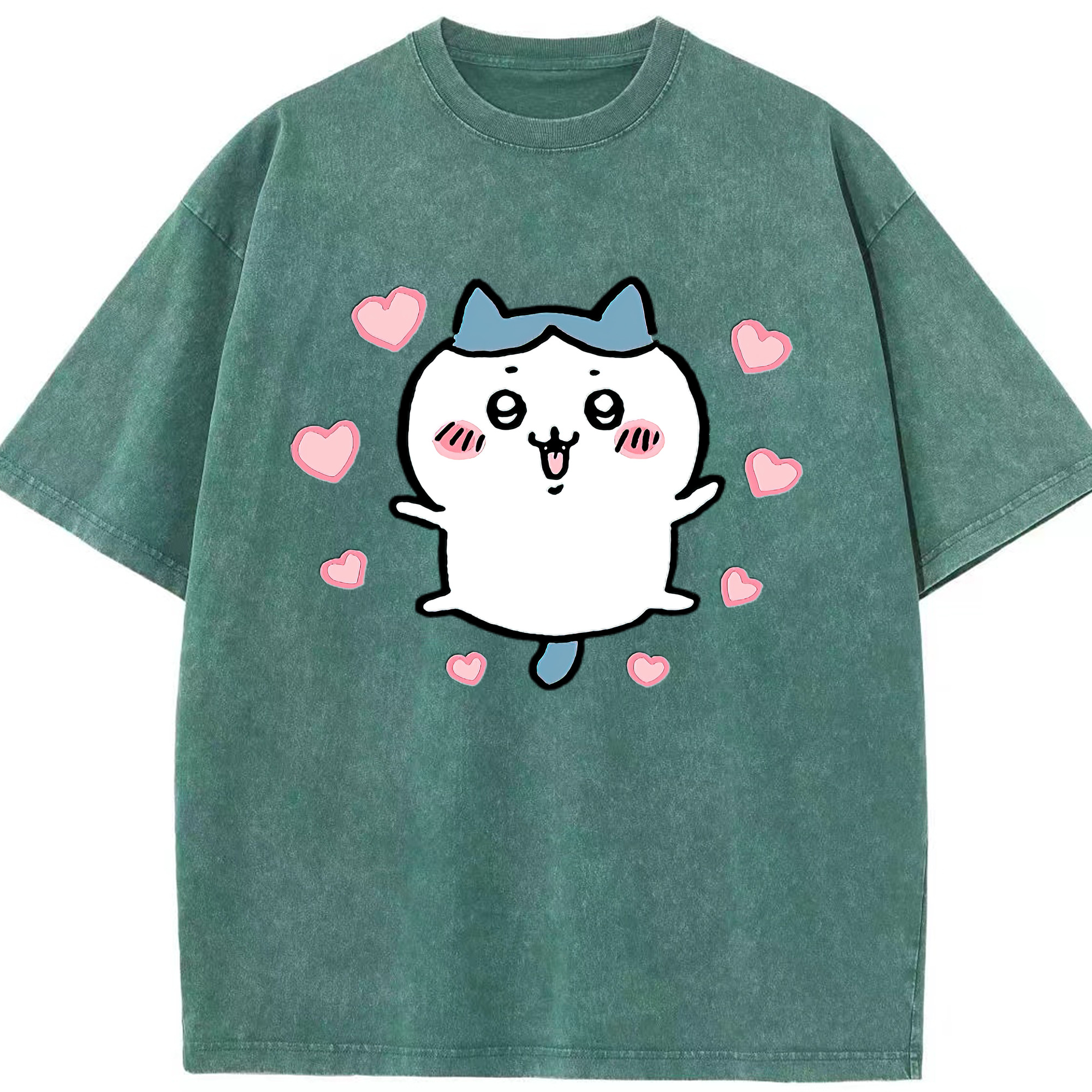 （画像用） ちいかわ ハチワレ Chii-kawa hachiware 綿100% ヴィンテージ風 半袖Tシャツ（フロントプリント）